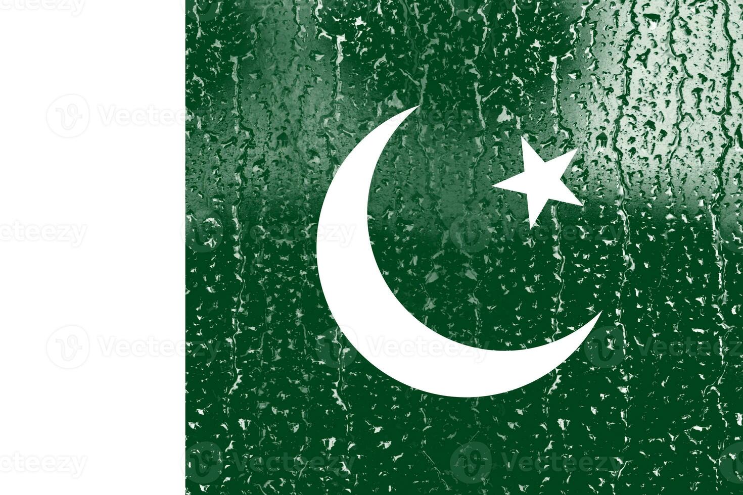 3d drapeau de Pakistan sur une verre avec l'eau laissez tomber Contexte. photo