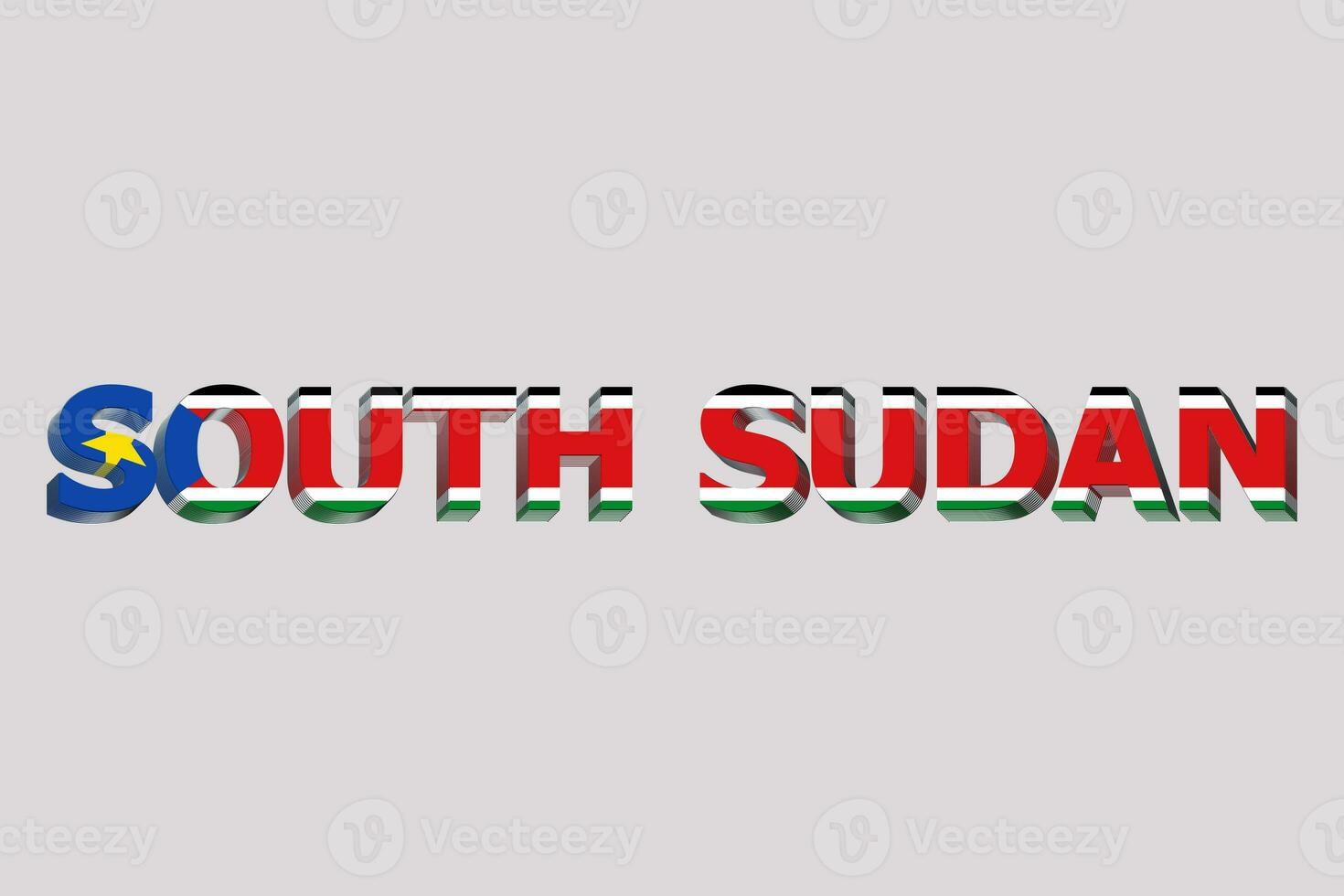 3d drapeau de Sud Soudan sur une texte Contexte. photo
