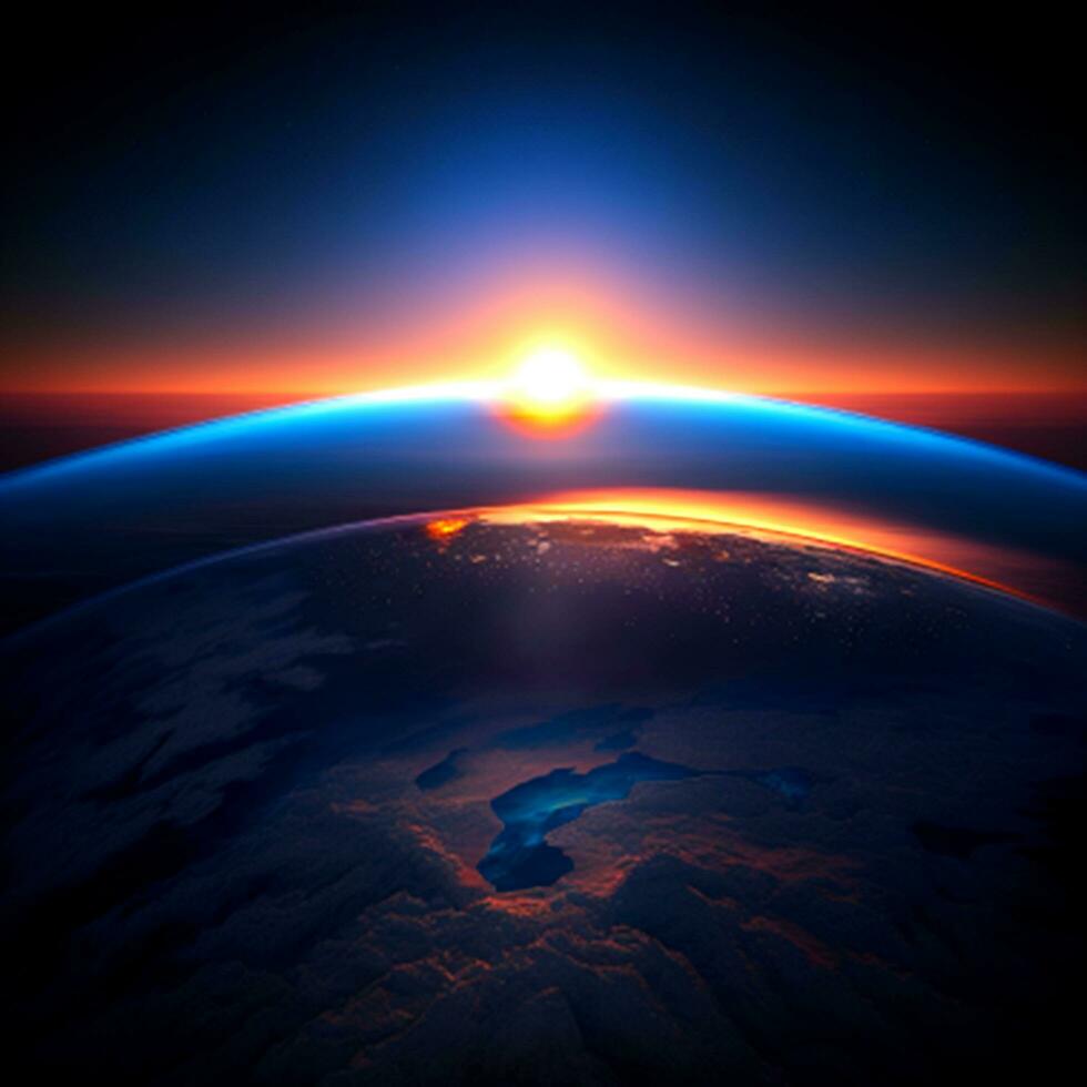 bleu lever du soleil, vue de Terre de espace photo