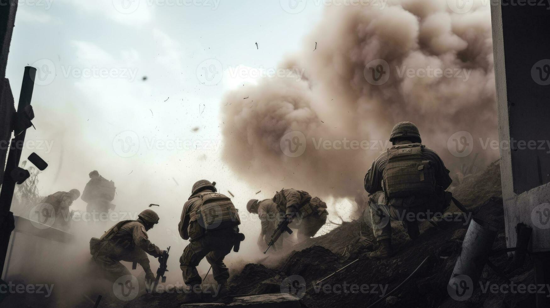 une équipe de soldats assaut une fortifié position photo