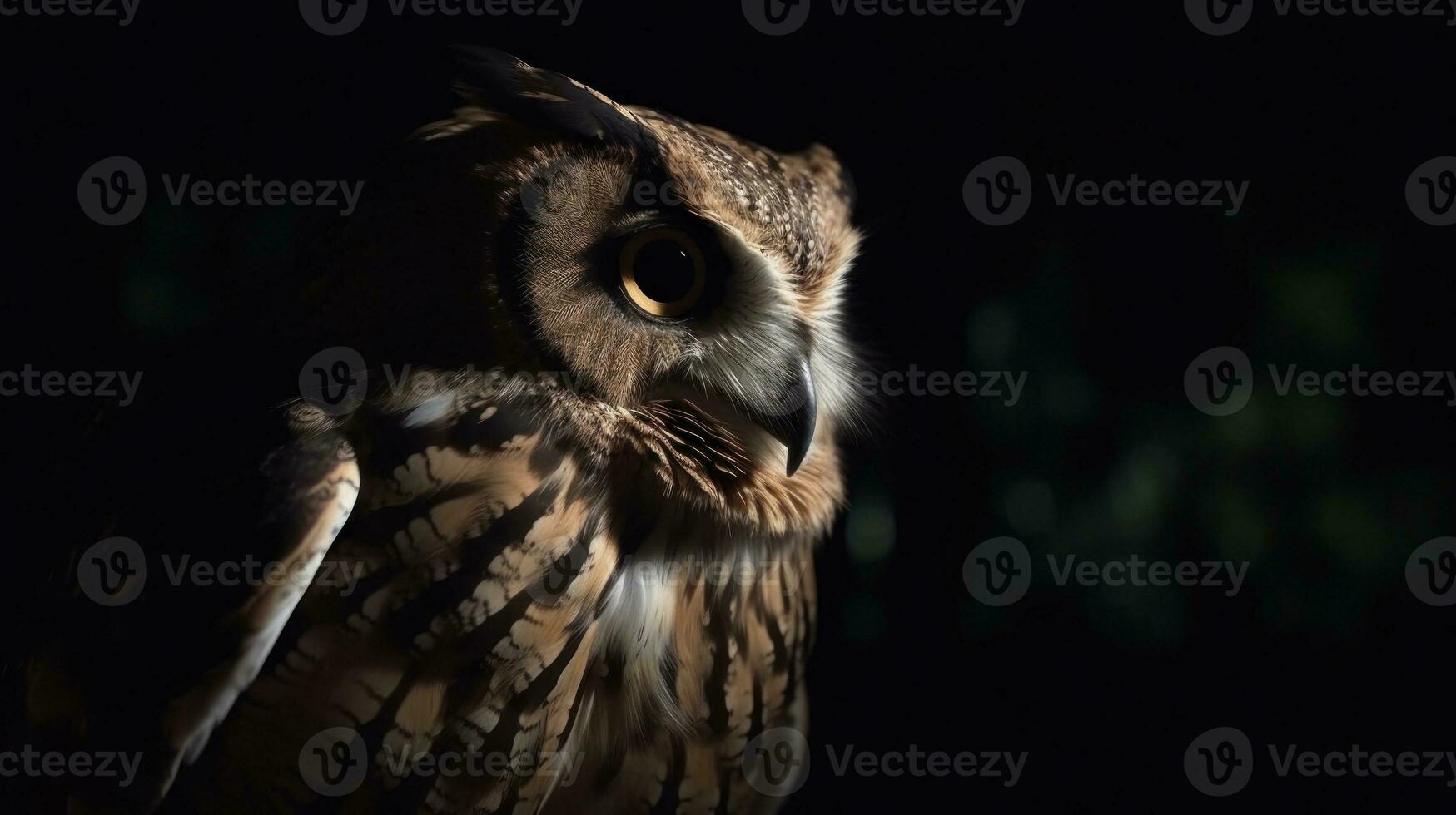 un hibou silencieusement chasse pour proie dans le nuit photo