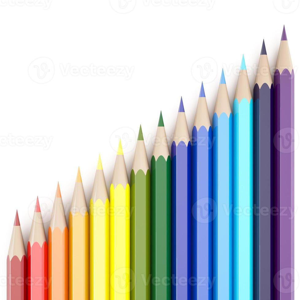 Rendu 3D de crayons de couleur sur fond blanc photo