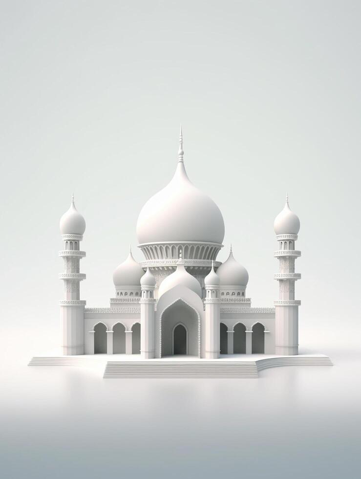 islamique mignonne 3d mosquée pour Ramadan et eid salutation Contexte ai génératif photo