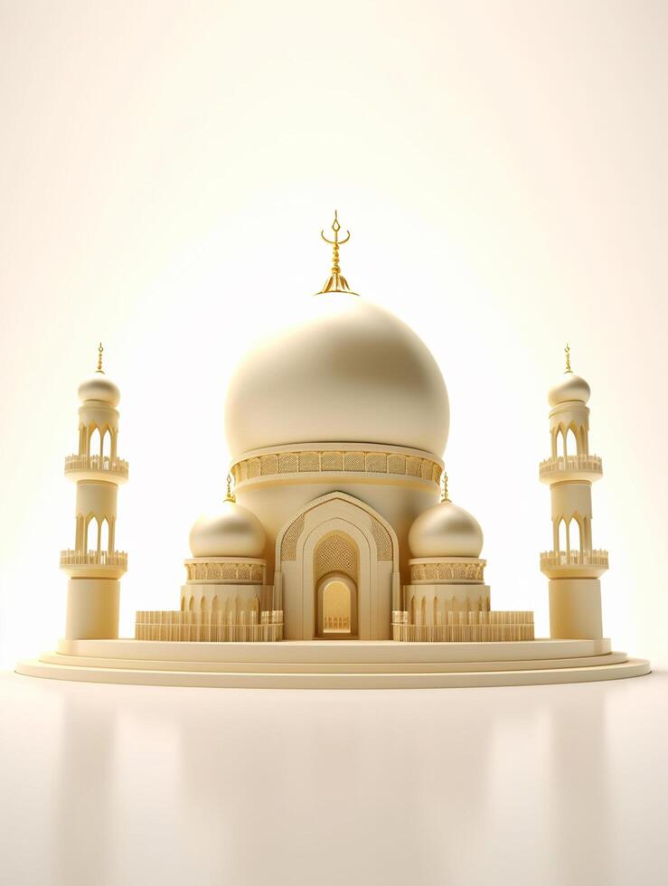 islamique mignonne 3d mosquée pour Ramadan et eid salutation Contexte ai génératif photo