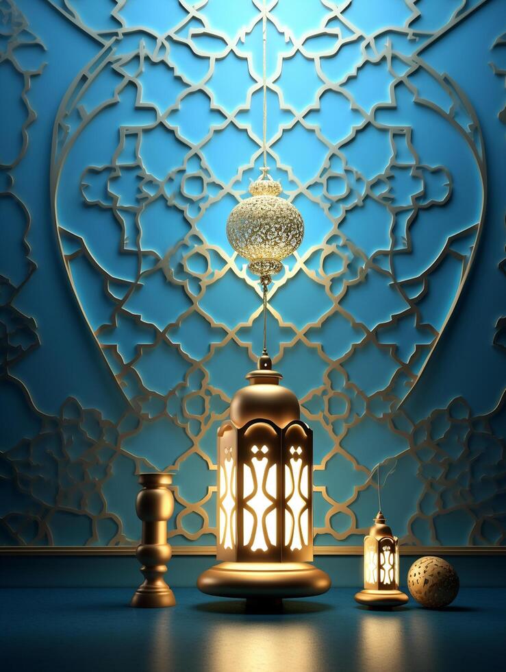 islamique mignonne 3d mosquée pour Ramadan et eid salutation Contexte ai génératif photo