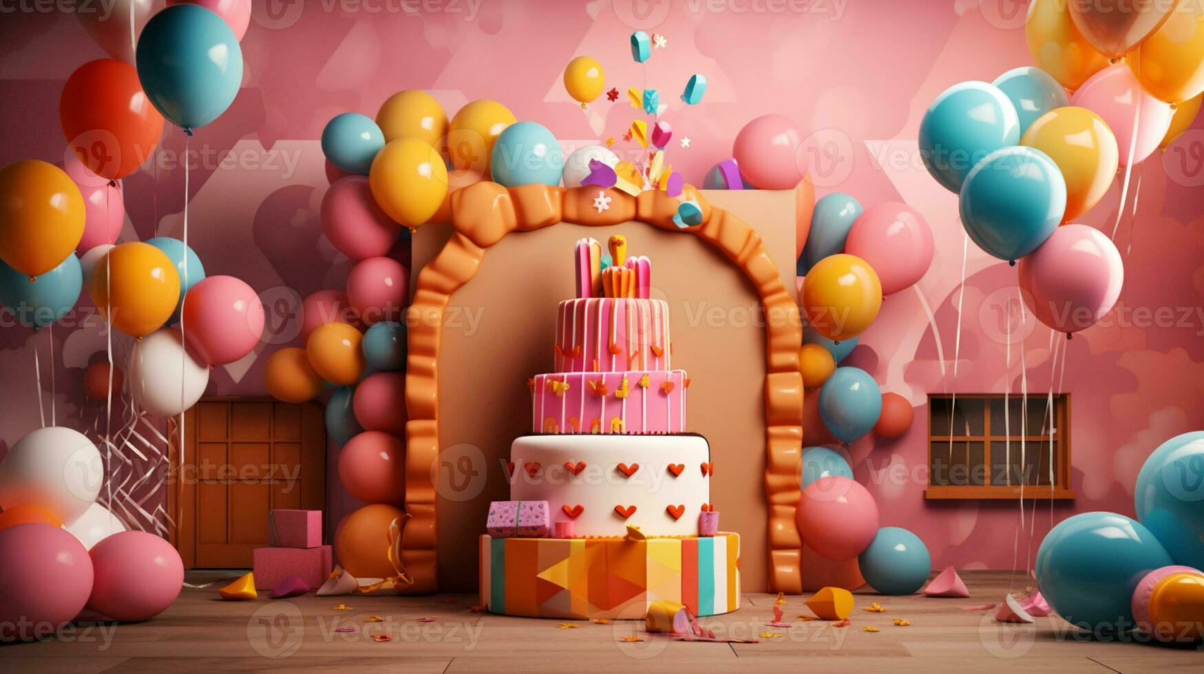 anniversaire gâteau modèle rose Couleur 3d conception photo