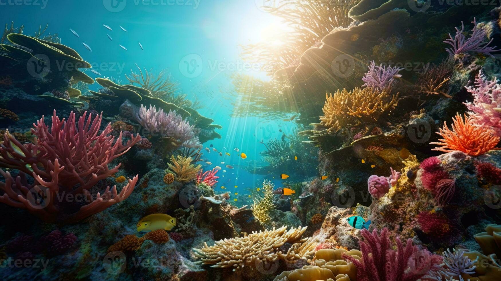 sous-marin scène avec corail récif photo