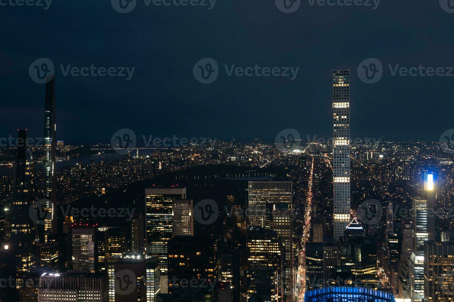 aérien vue de central parc à nuit photo