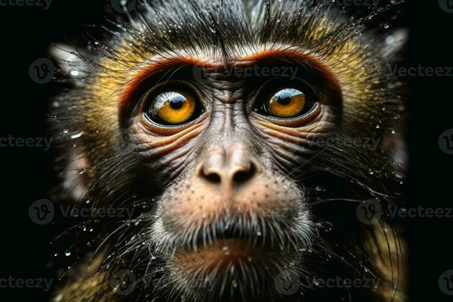 une proche en haut portrait de fascinant singe la photographie établi avec génératif ai La technologie photo