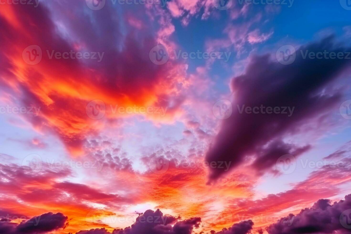 une magnifique le coucher du soleil des nuages ciel établi avec génératif ai technologie. photo