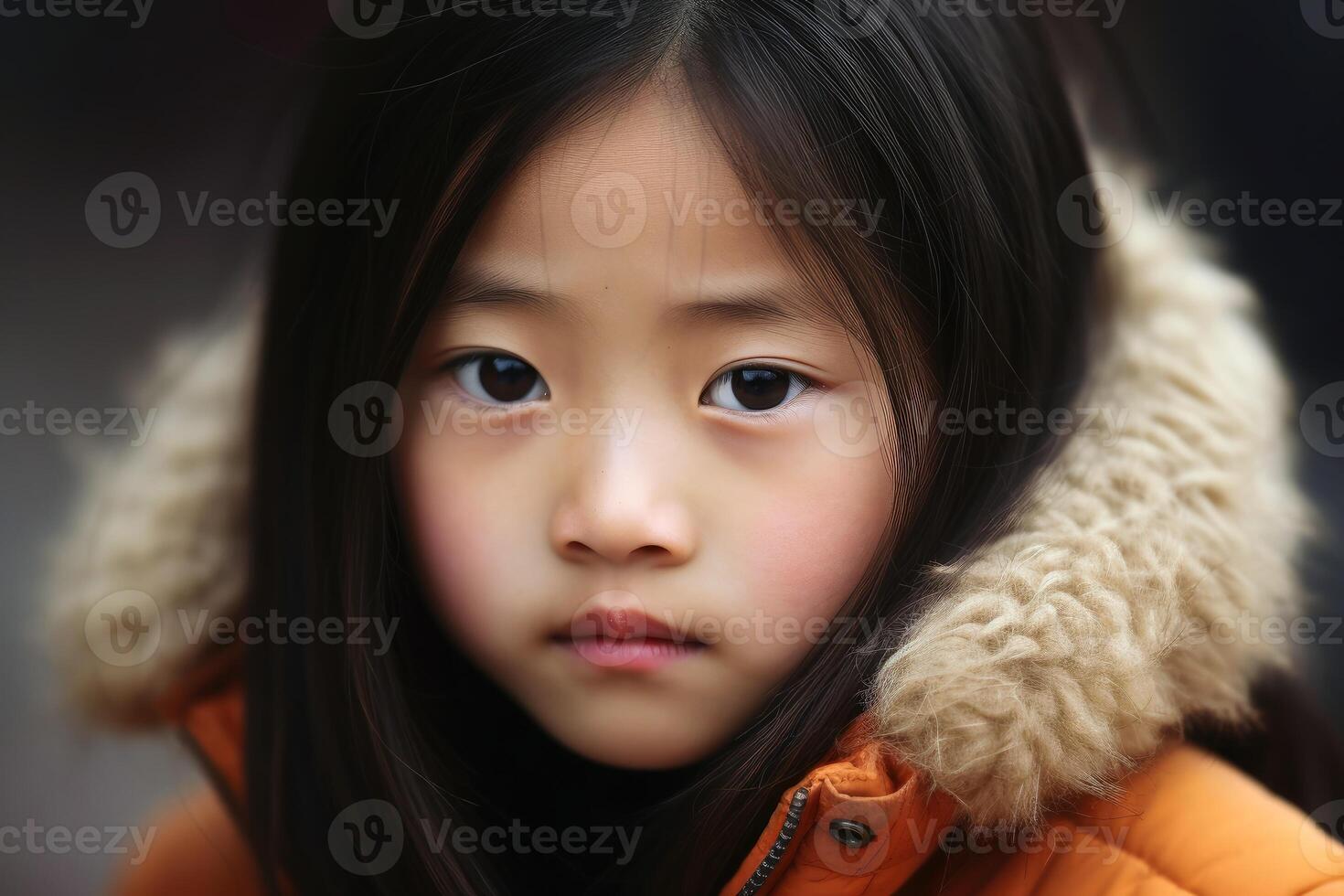 une chinois enfant portrait établi avec génératif ai technologie. photo