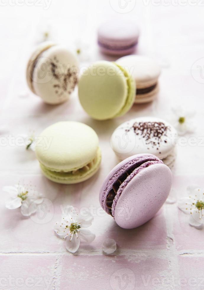 macarons français colorés photo