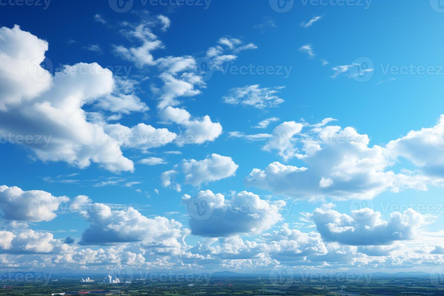 l'automne toile, une serein bleu ciel avec feux follets de flottant des nuages ai généré photo