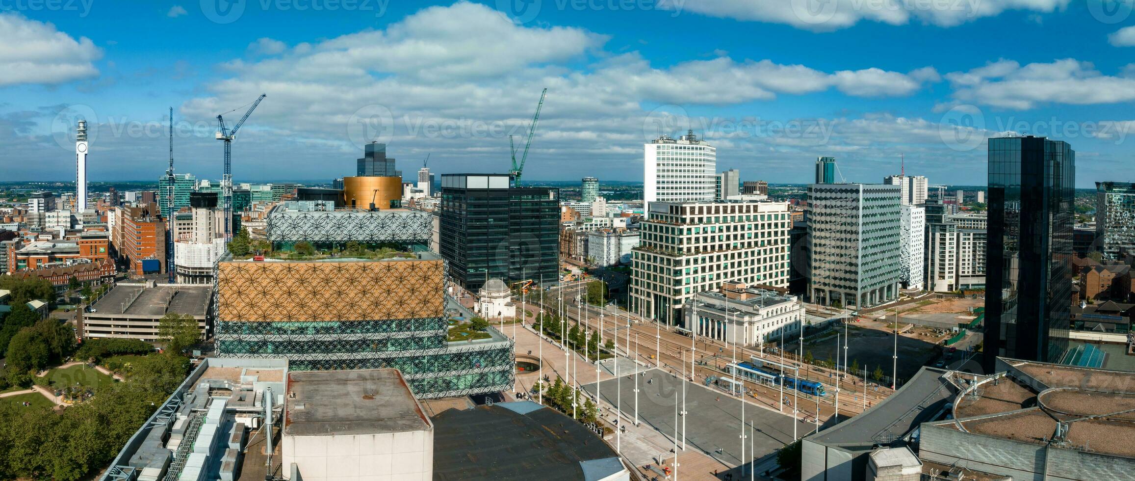 aérien vue de le bibliothèque de Birmingham, Baskerville loger, centenaire carré photo