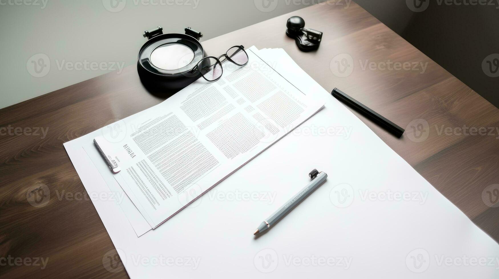 les documents sur le blanc bureau généré ai photo