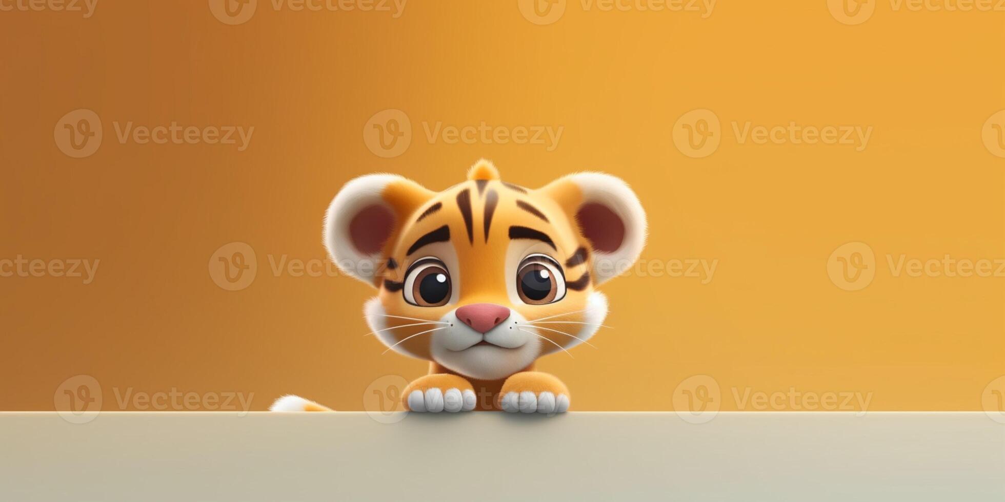 bébé tigre mignonne animal argile dessin animé animation, ai généré photo