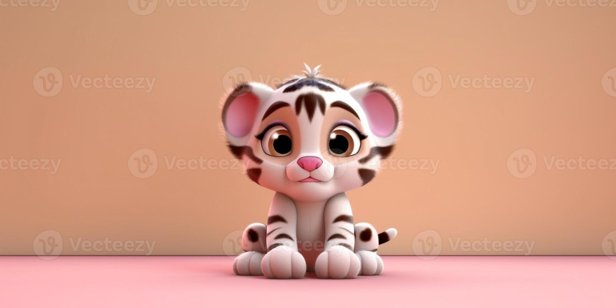 bébé tigre mignonne animal argile dessin animé animation, ai généré photo