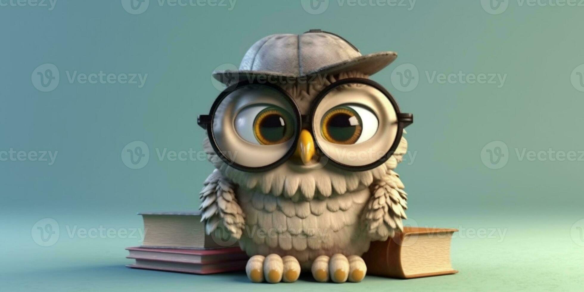 peu hibou et chapeau animal argile dessin animé animation, ai généré photo