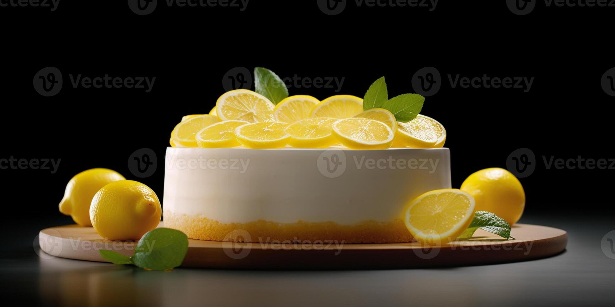 citron cheesecake Tarte flou arrière-plan, ai générer et photo