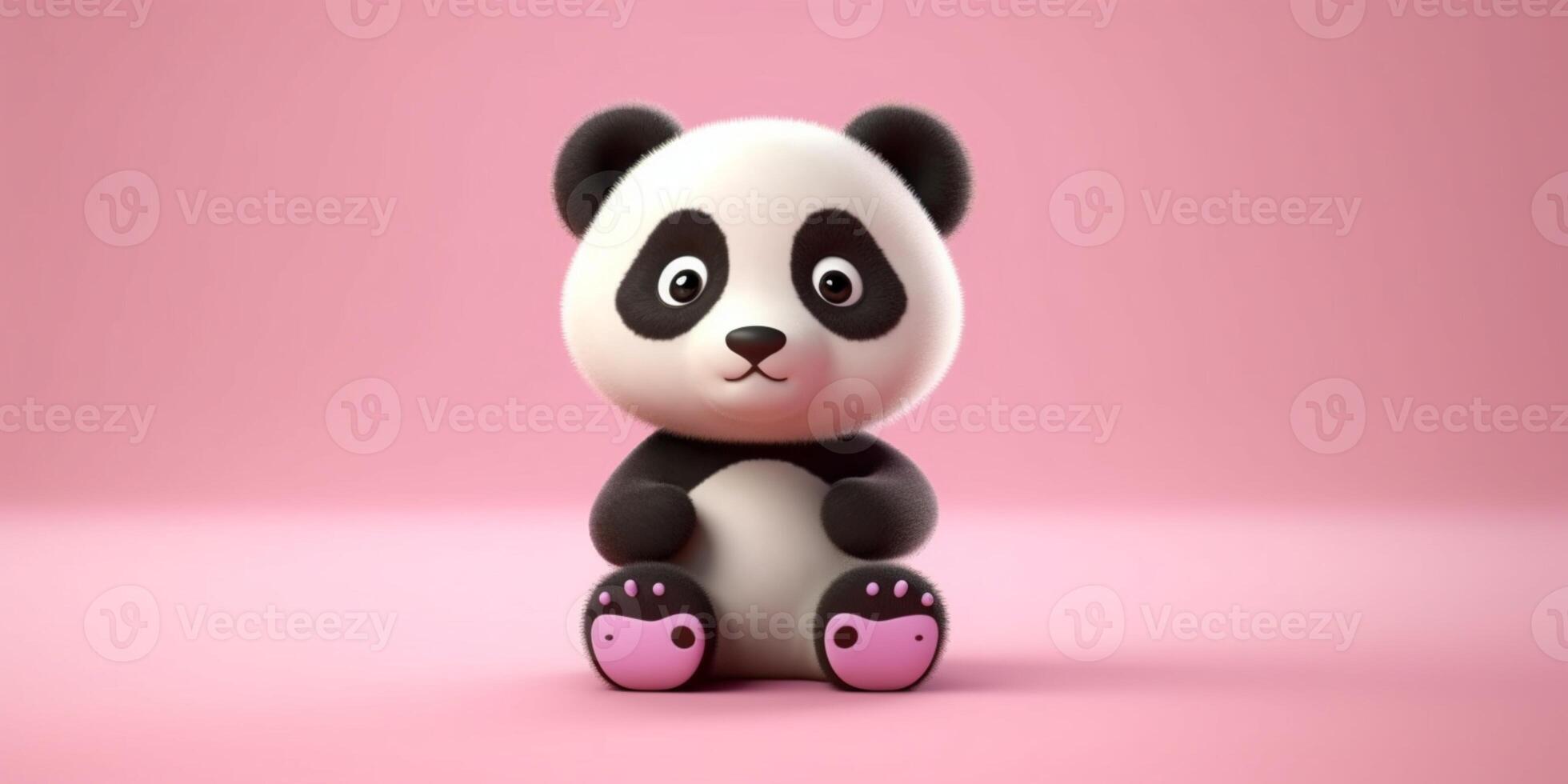 bébé Panda mignonne animal argile dessin animé animation, ai généré photo