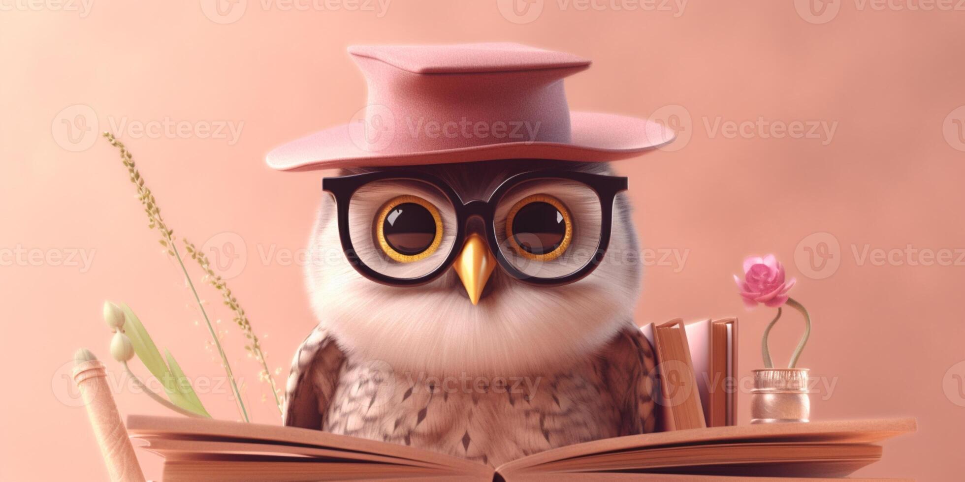 peu hibou et chapeau animal argile dessin animé animation, ai généré photo