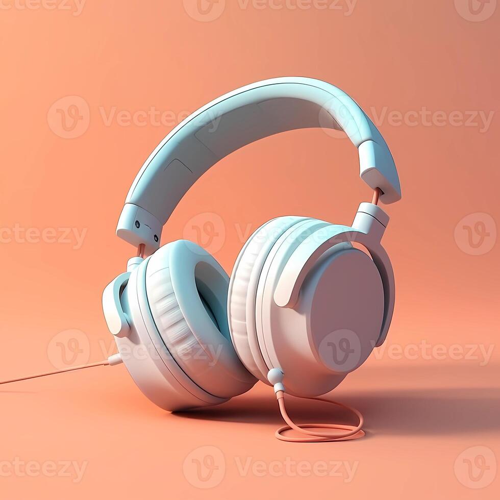 casque de musique pour écoute la musique dessin animé illustration, ai généré photo