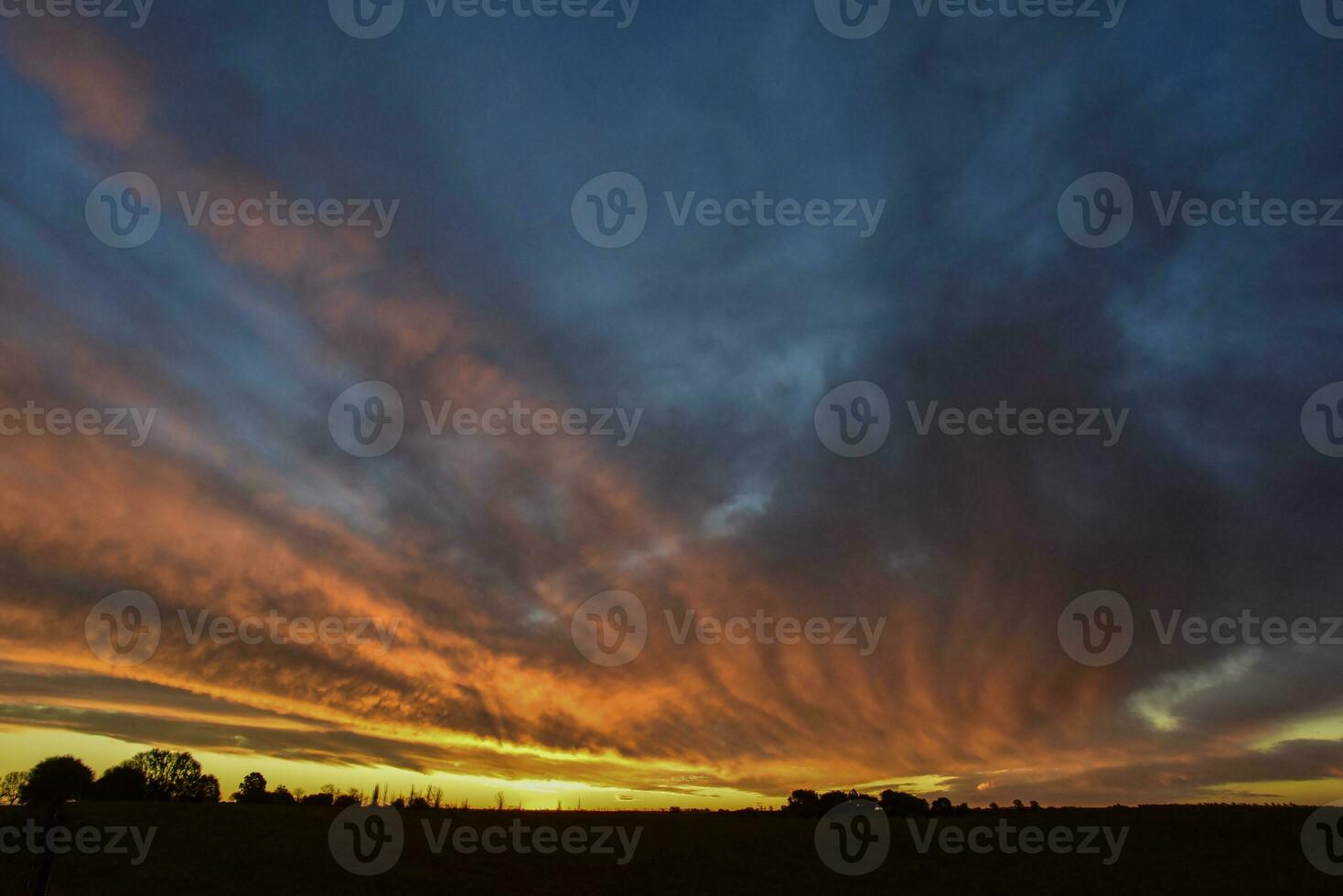 paysage avec Moulin à vent à coucher de soleil, pampa, Patagonie, Argentine photo