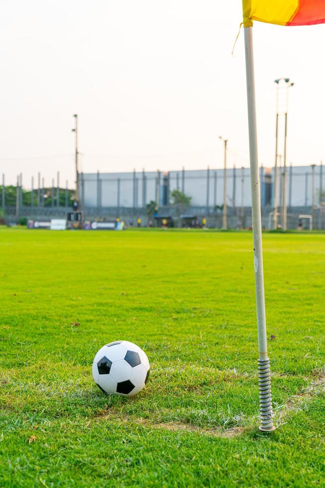 ballon de football sur le terrain de balle photo