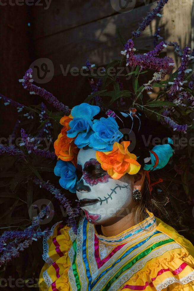 pendant le journée de le mort, art vient vivant avec fleur photo