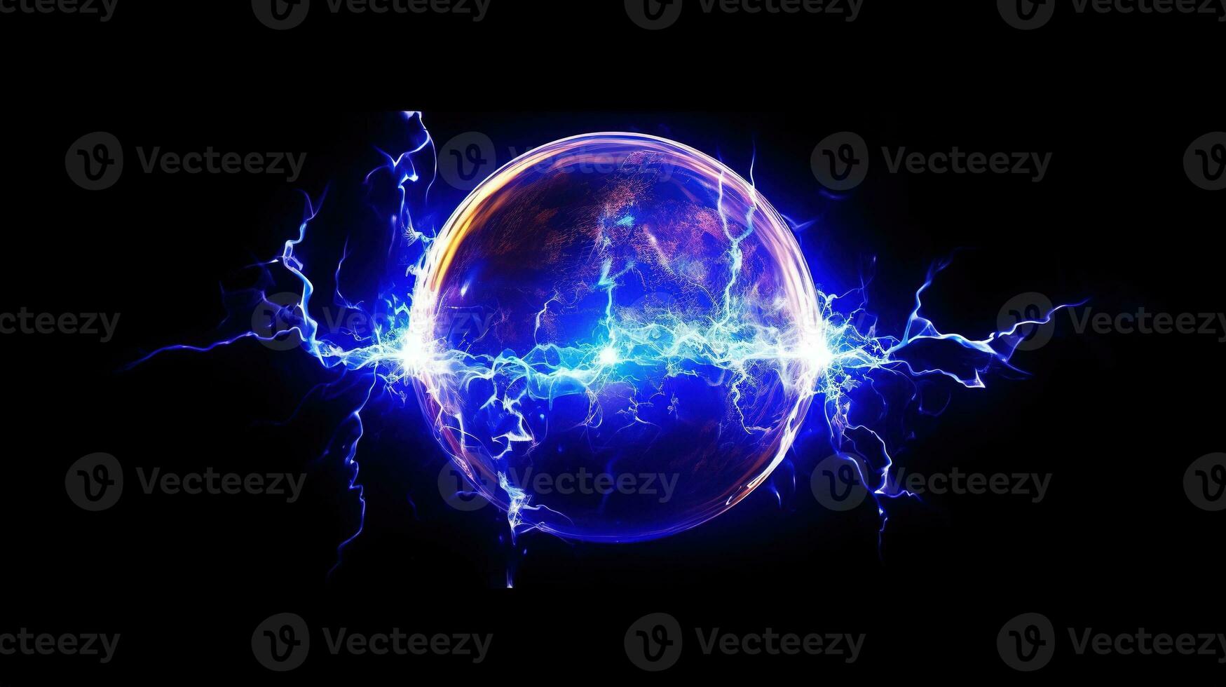 énergie de fractale électrique Balle avec grèves foudre ai généré photo