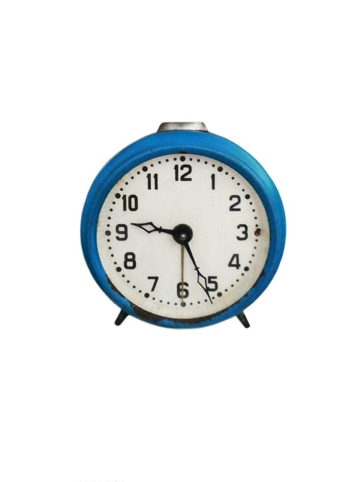 soviétique bleu alarme l'horloge isolé sur blanc Contexte photo