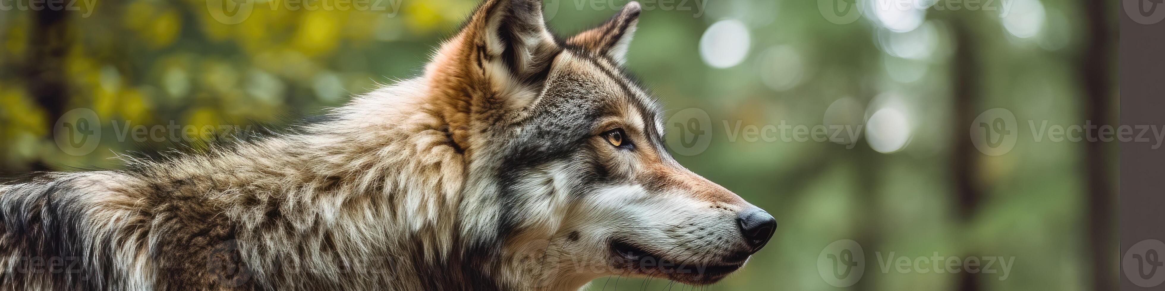 Loup dans le forêt - génératif ai photo