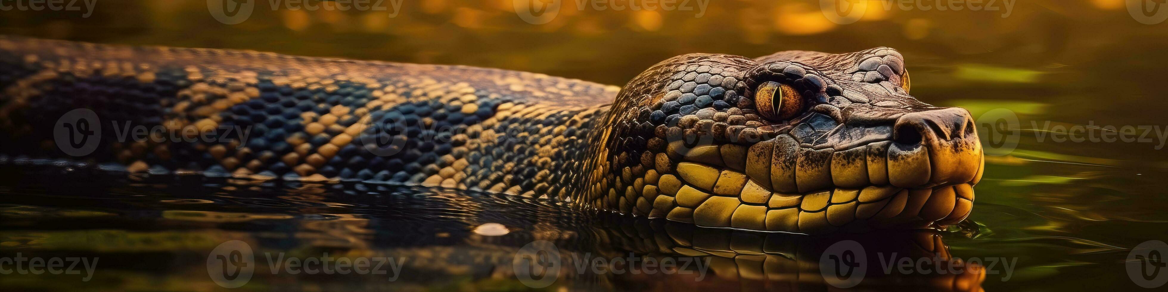 anaconda dans le l'eau - génératif ai photo