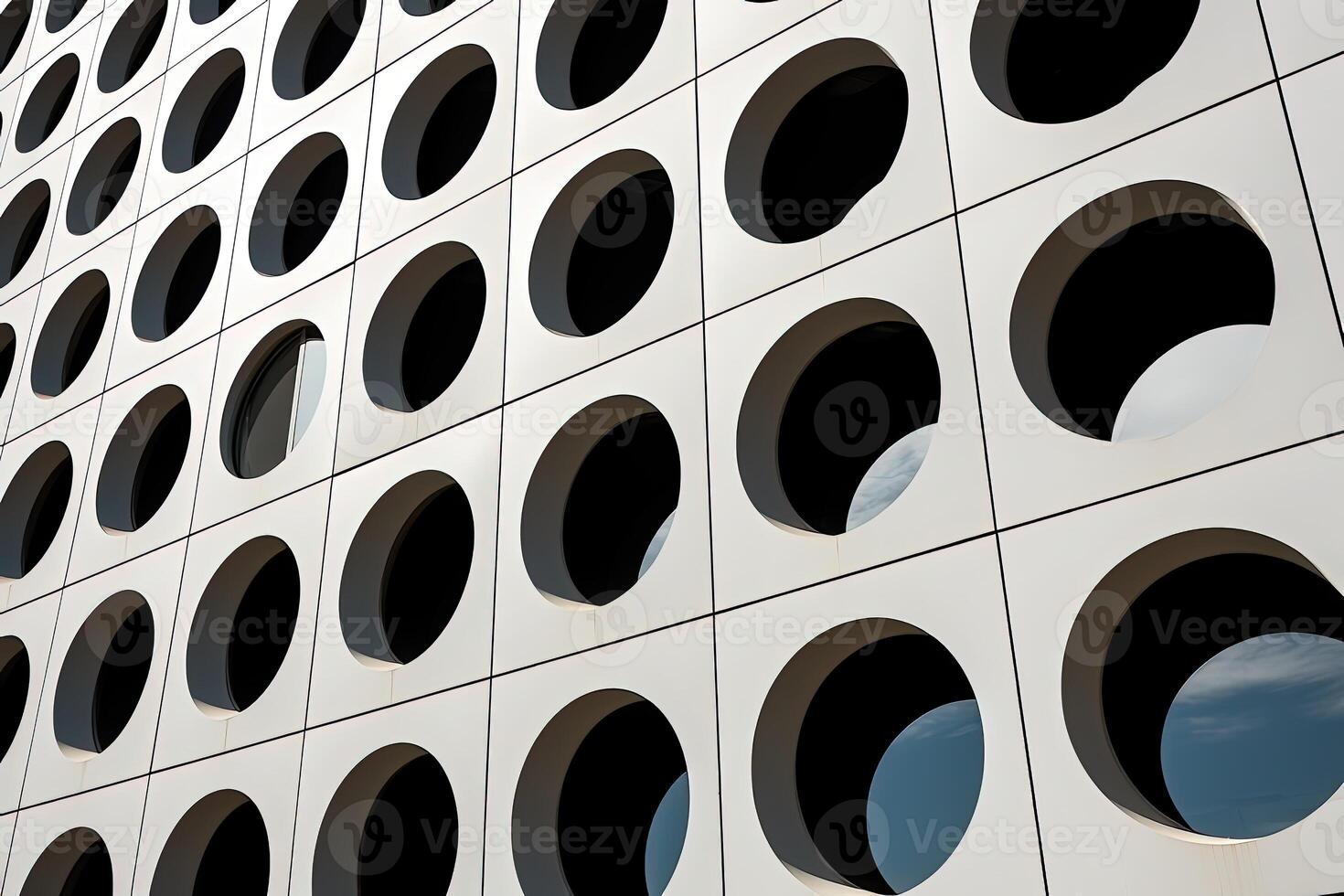 rond les fenêtres dans moderne bâtiment photo