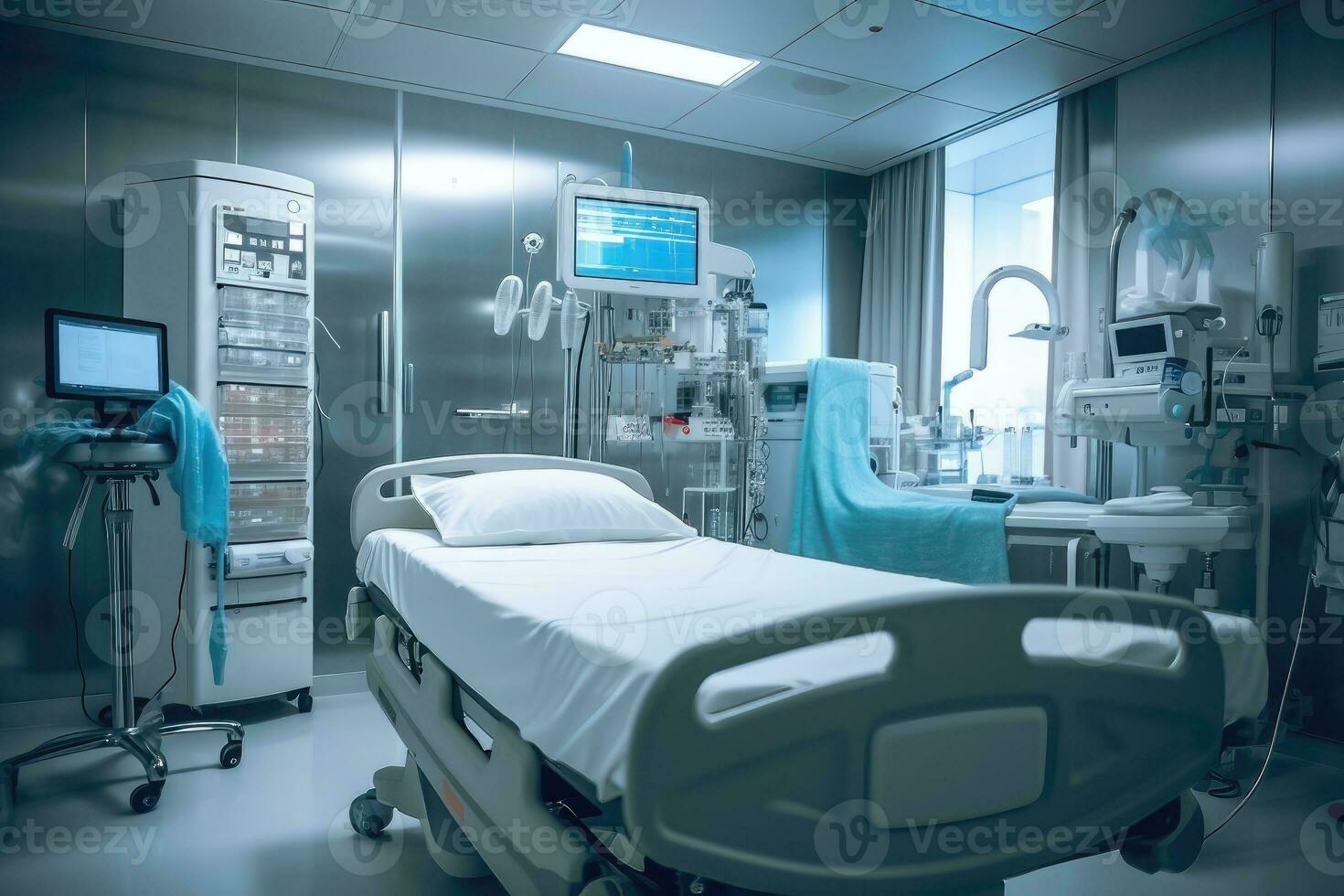 patient lit dans une moderne hôpital photo