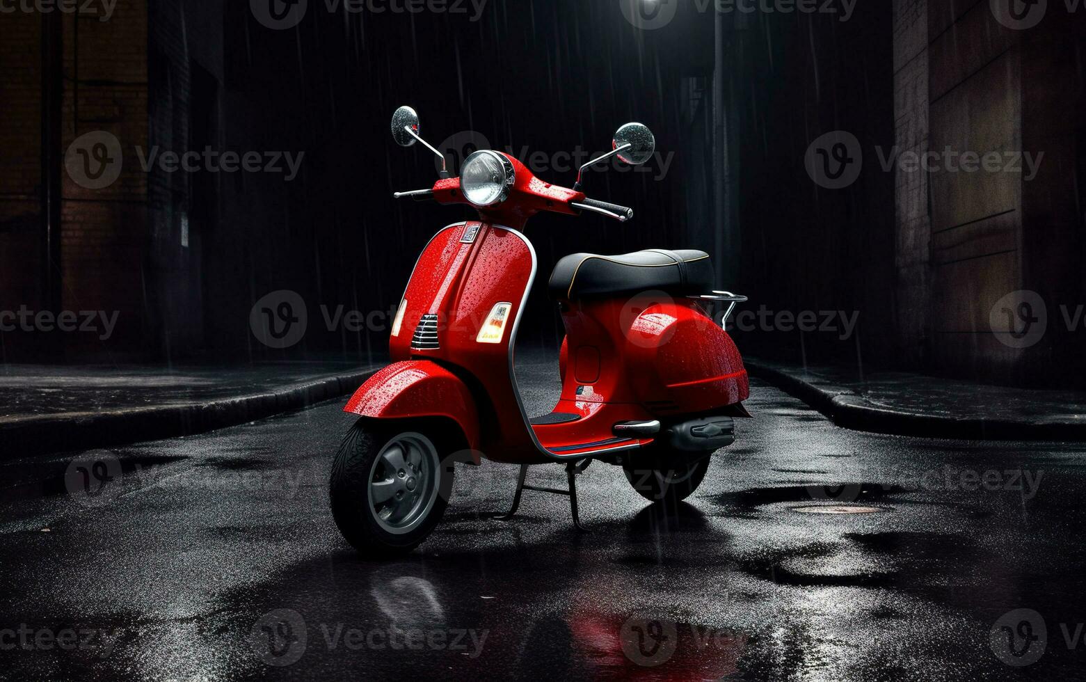 rouge italien scooter séance photo. génératif ai. photo
