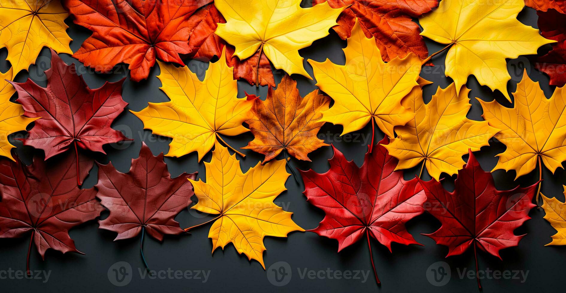 Contexte de érable feuilles sur noir tableau, des idées pour l'automne bannière ou carte postale. ai généré photo