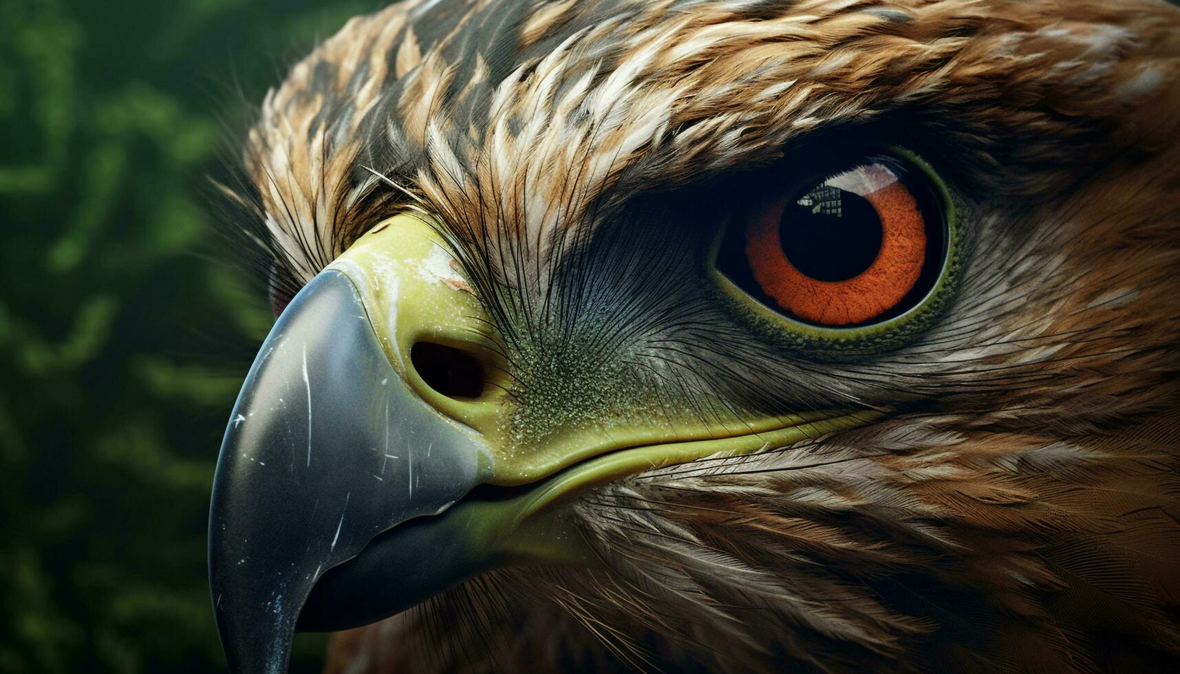 majestueux oiseau de proie, regarder avec vibrant vert à plumes tête généré par ai photo