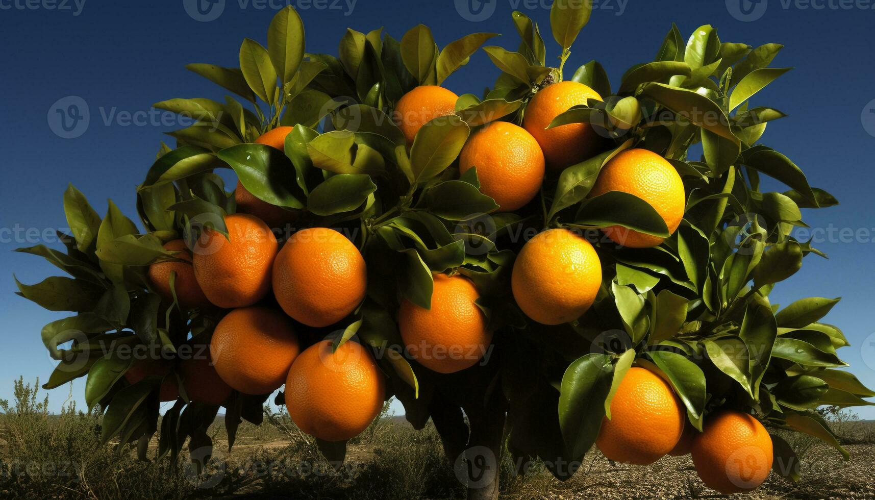 fraîcheur de agrumes fruit dans nature, vibrant Orange arbre dans verger généré par ai photo