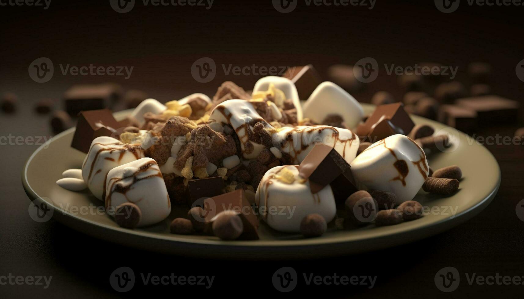 indulgent gourmet dessert assiette avec foncé Chocolat généré par ai photo