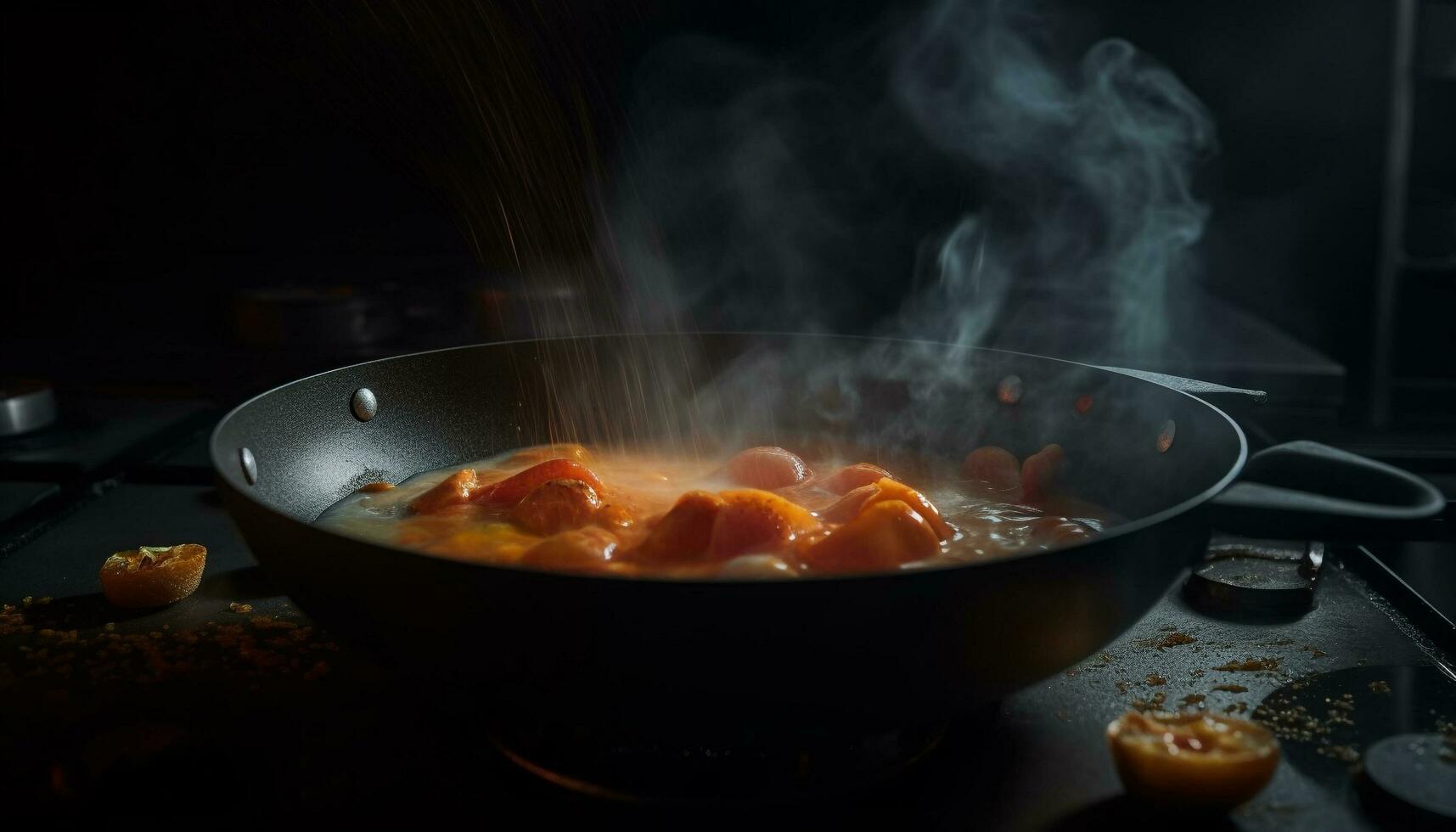 en bonne santé repas cuit sur gourmet le fourneau Haut généré par ai photo