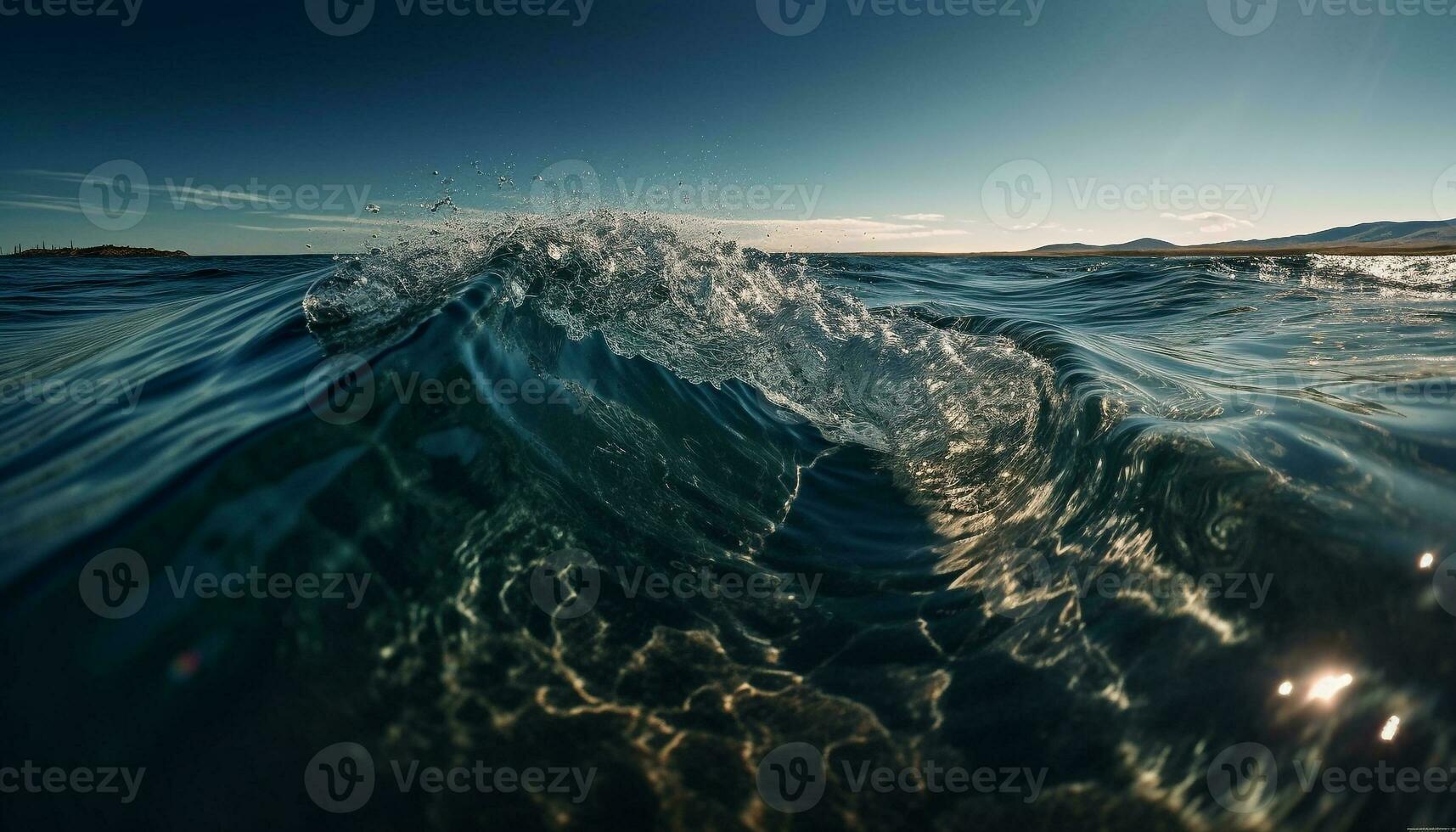 Soleil embrassé surfeurs balade ondulé vagues sous-marin généré par ai photo