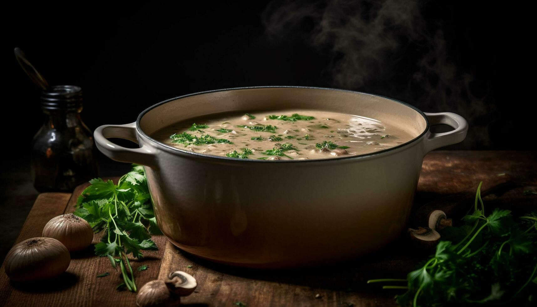 Frais légume soupe, cuit avec biologique Ingrédients généré par ai photo