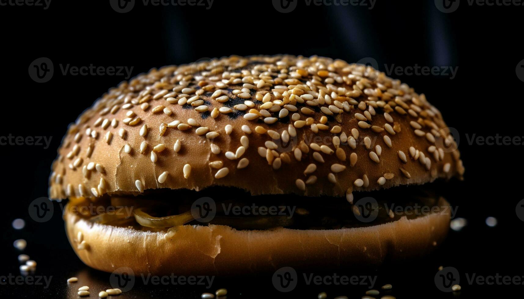 grillé sésame du boeuf Burger, Frais et gourmet généré par ai photo