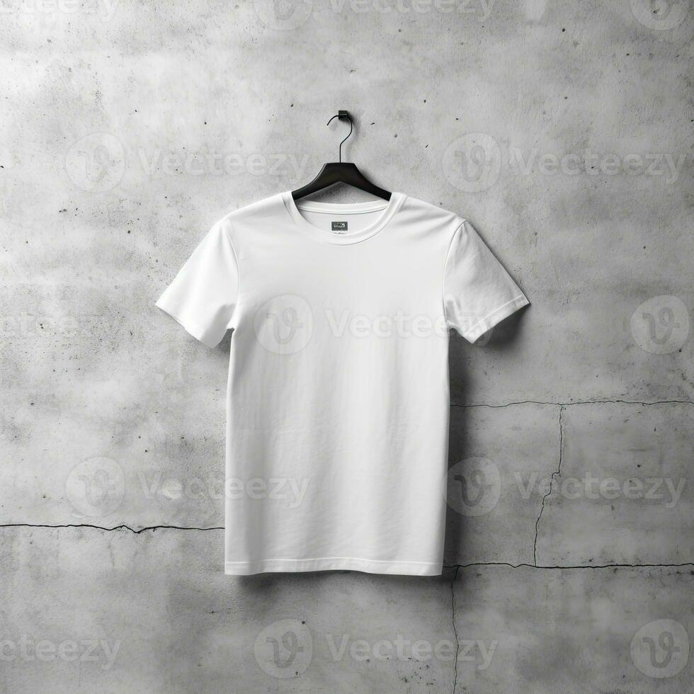 illustration de une blanc plaine T-shirt maquette, ai généré photo