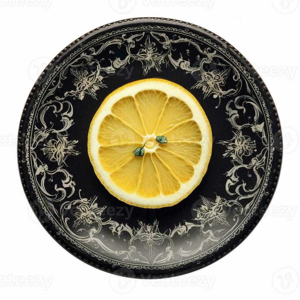 juteux délicieux citron mensonges sur magnifique plaque, ai généré photo