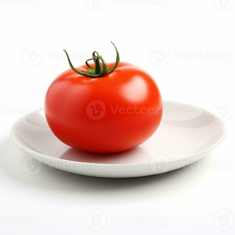 juteux délicieux tomate mensonges sur magnifique plaque, ai généré photo