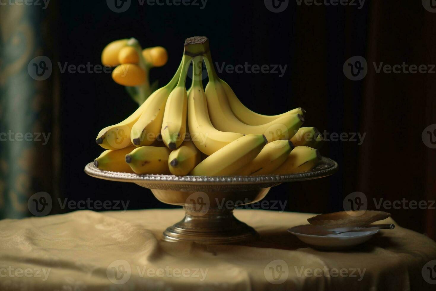 juteux délicieux banane mensonges sur une magnifique plaque, ai généré photo