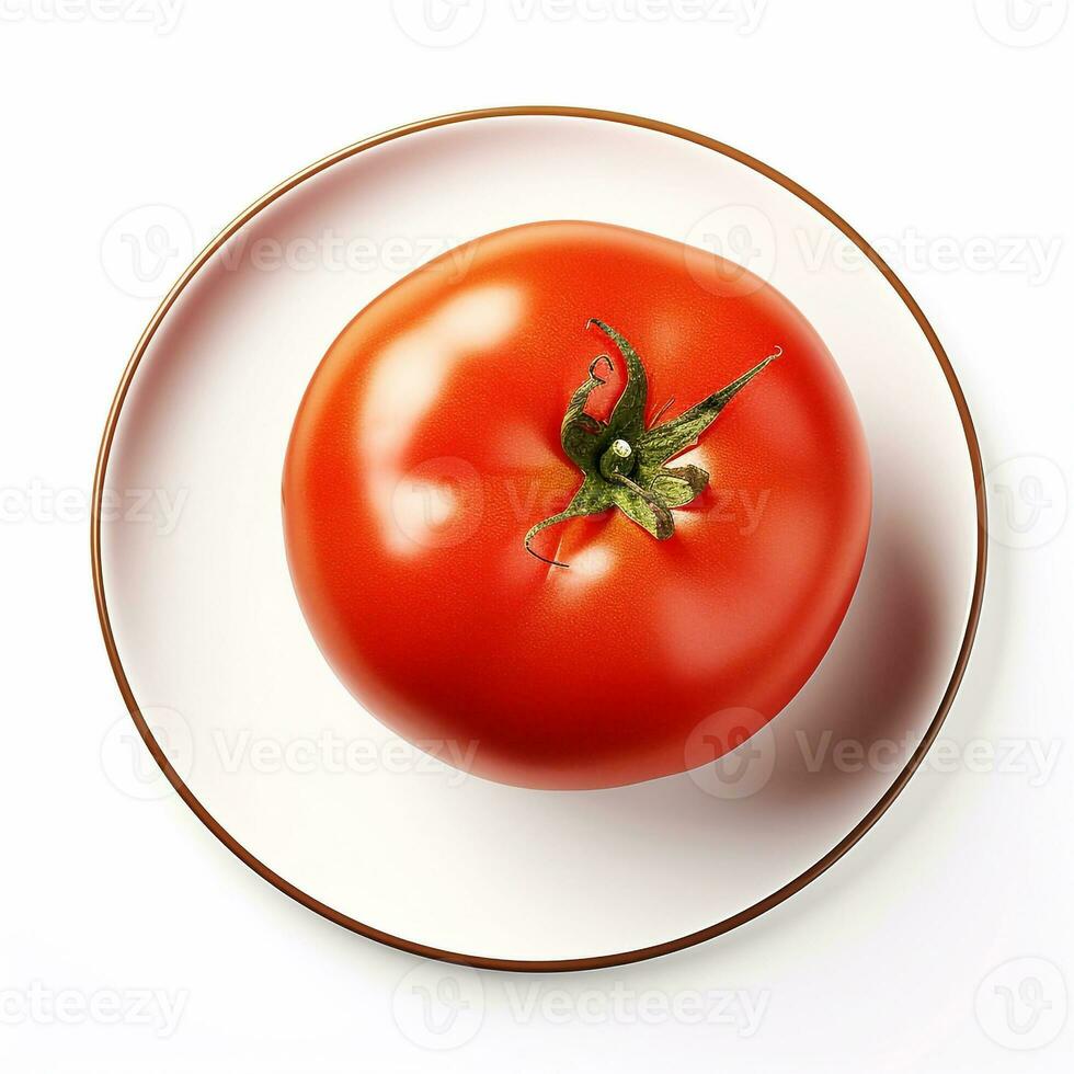 juteux délicieux tomate mensonges sur magnifique plaque, ai généré photo