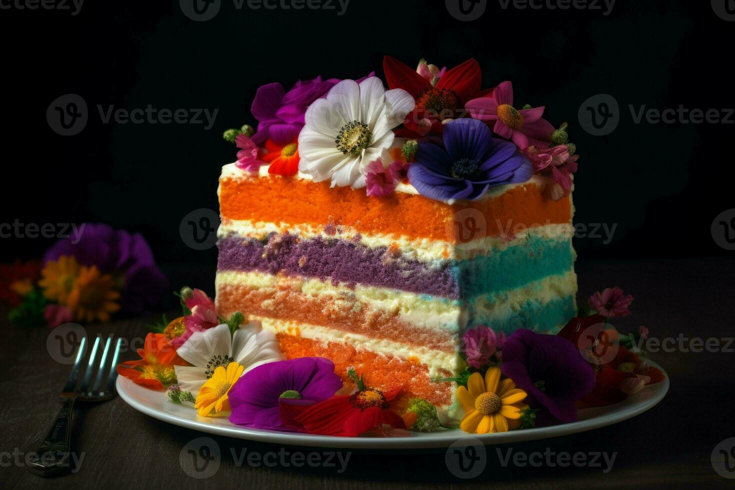 gâteau coloré tranche. produire ai photo